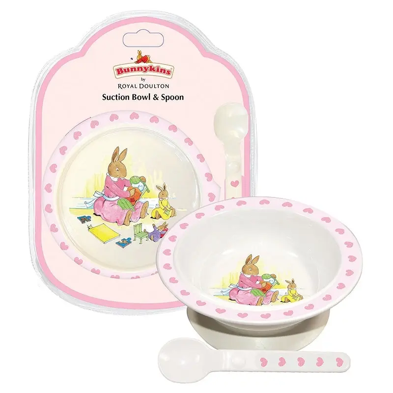 Bunnykins Suction Bowl & Spoon Sweethearts Design Dinner Set Utensil 18M+ Pink