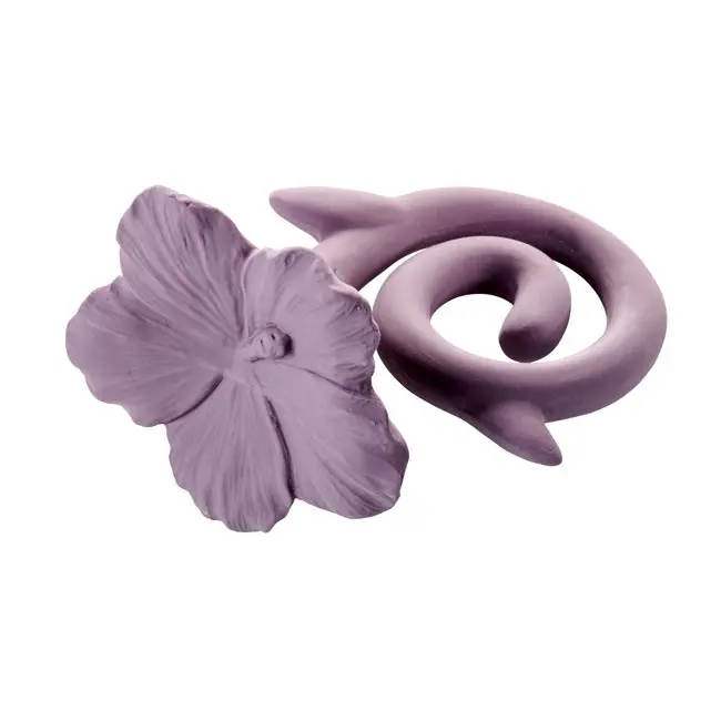 Natruba Hibiscus 11cm Rubber Teether Baby/Infant 0m+ Sensory Teething Toy Purple