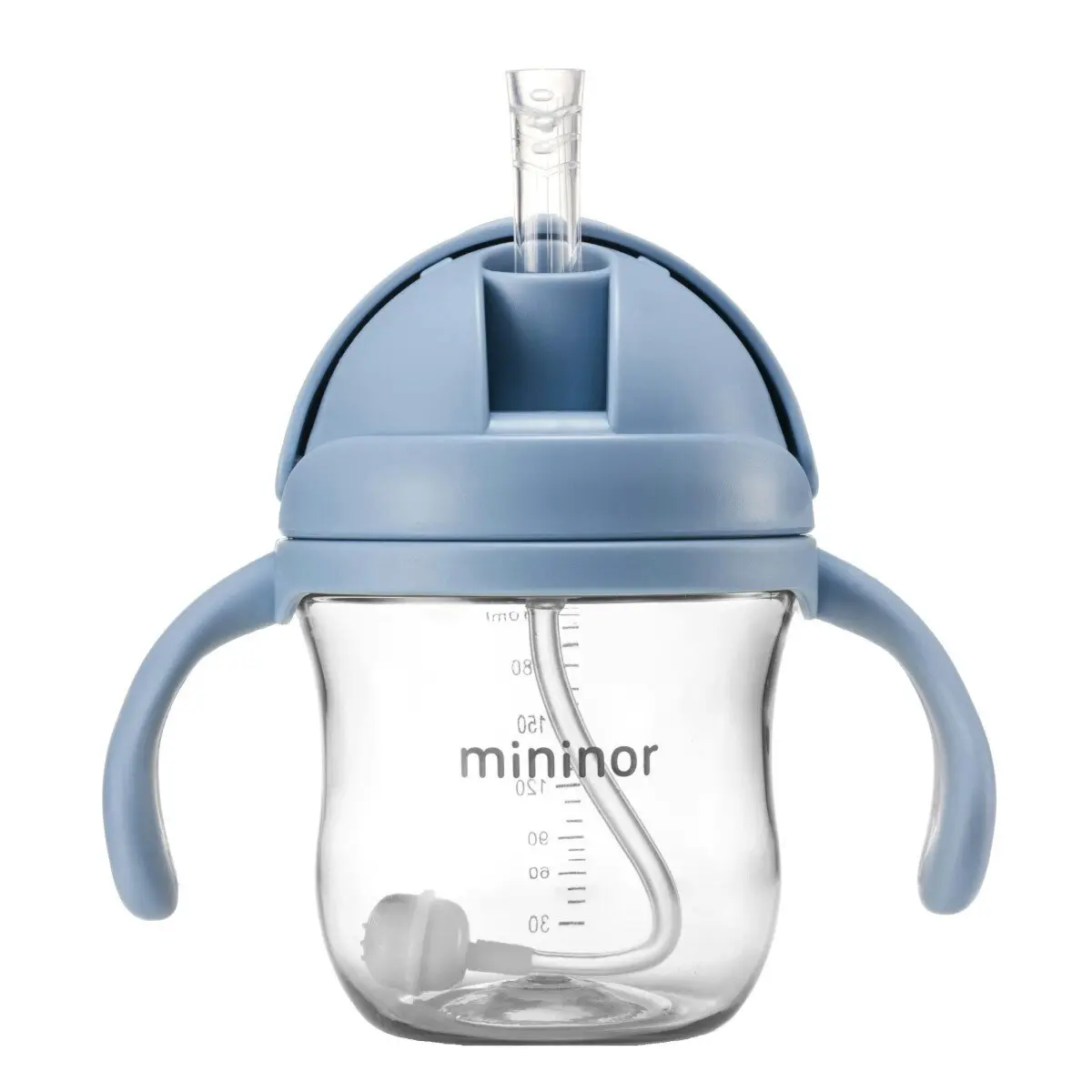 Mininor Baby/Infant 220ml Tritan Straw Bottle Water/Juice Cup Nordic Sky Blue