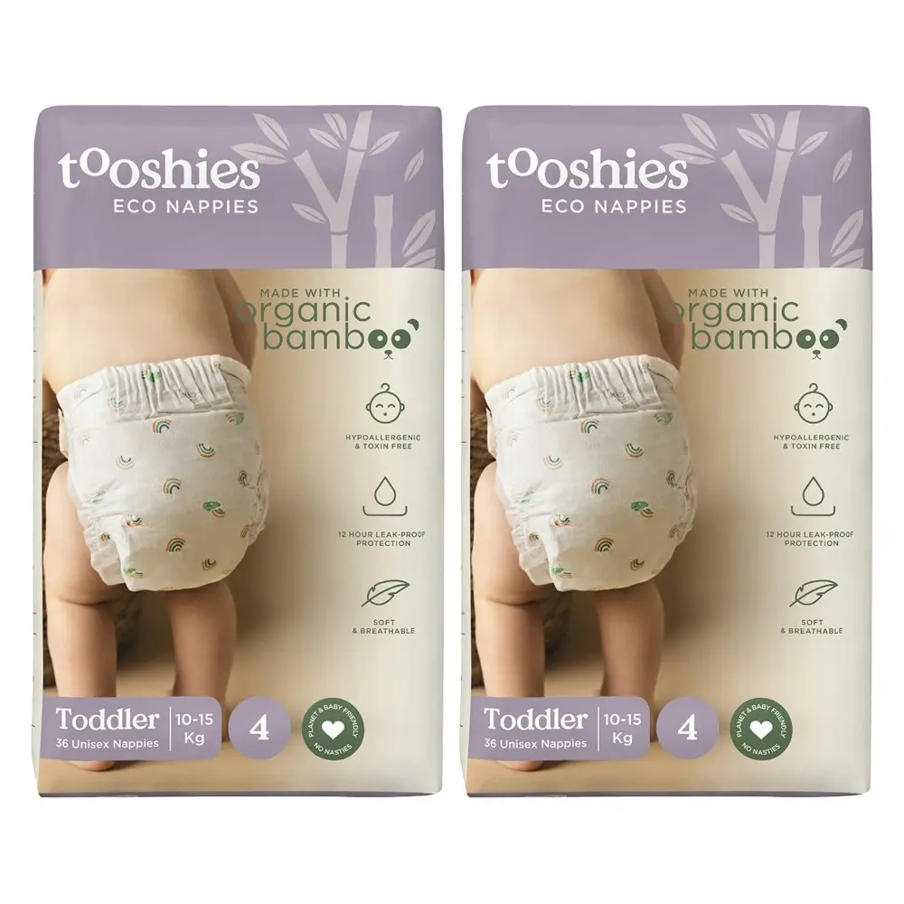 72pc Tooshies Organic Bamboo Toddler Unisex Soft Nappies Diapers 10-13kg Size 4