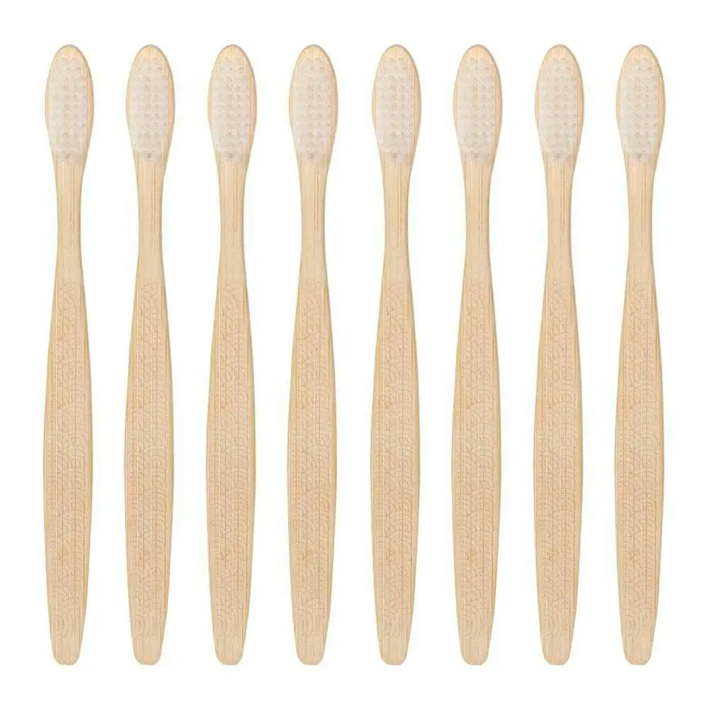 8x Eco Basic Natural Bamboo Toothbrush Adult Oral Dental Care Teeth Cleaner Med