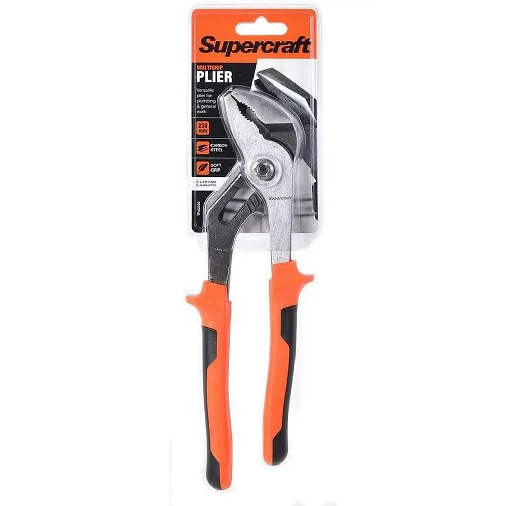 Supercraft Multigrip Plumbing Pliers Carbon Steel 250mm With Soft Grip Handles