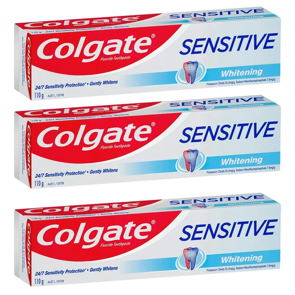 3x Colgate 110g Sensitive Fluoride Toothpaste Dental/Oral Care Whitening