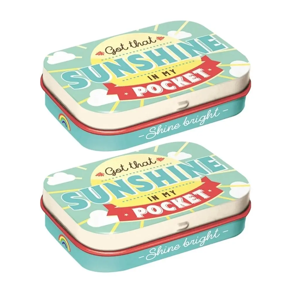 2x Nostalgic Art 6cm Mint Tin Box Sunshine In My Pocket Fresh Breath Hard Candy