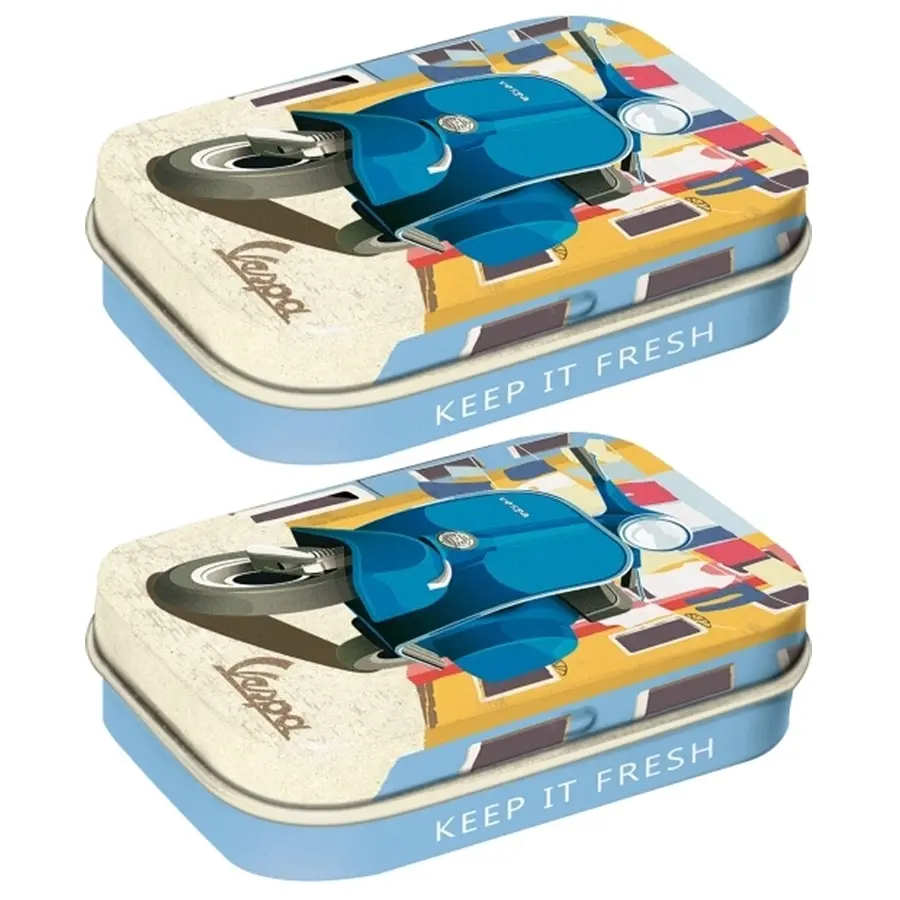 2x Nostalgic Art 6cm Mint Tin Box Vespa Italian Laundry Fresh Breath Hard Candy