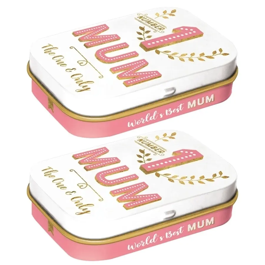 2x Nostalgic Art 6cm Metal Tin Mint Box Number 1 Mum Fresh Breath Candy Mints