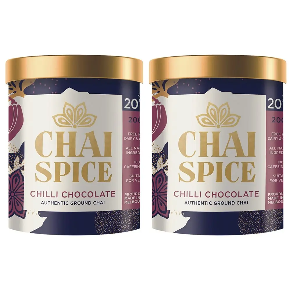 2 x Chai Spice Chilli Chocolate Chai Spiced Hot Drink Blend Tea Ground Tub