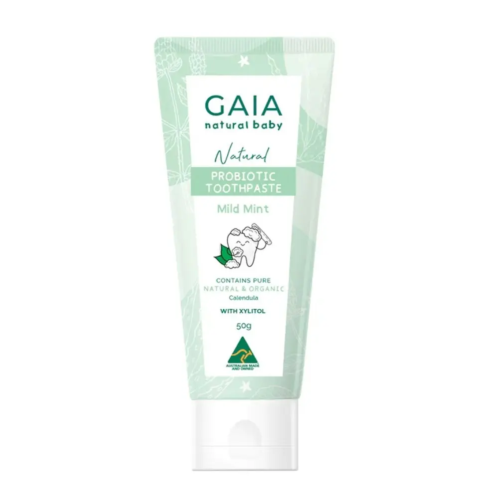 Gaia Natural Baby Oral Care Mild Mint Probiotic Fluoride Free Toothpaste 50g 6m+