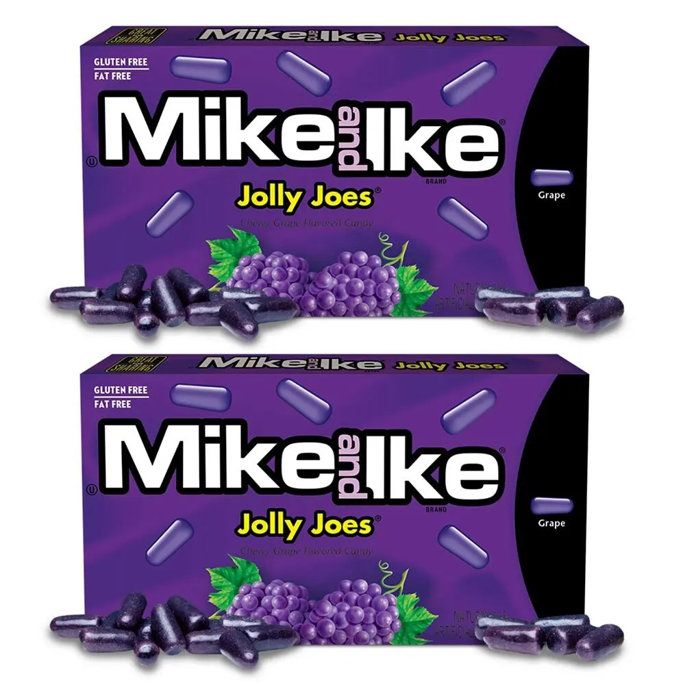 2x Mike & Ike 120g Jolly Joes Grape Flavoured Chewy Confectionery Candy/Sweets