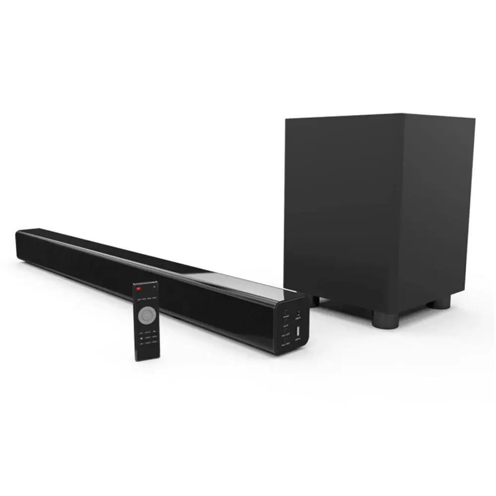 Laser 2.1Ch Bluetooth Soundbar Speaker Stereo w/Wireless Subwoofer For TV Black