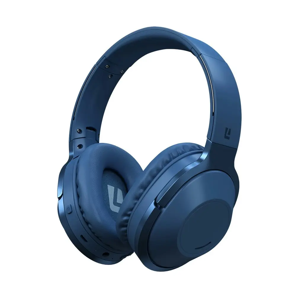 Liquid Ears Wireless/Bluetooth Over-Ear Foldable Headphones w/ Built-In Mic Blue