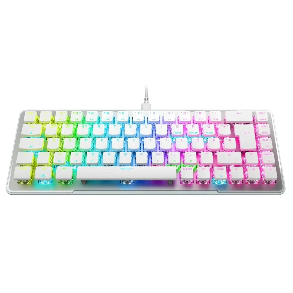 Roccat 1000Hz Vulcan II Mini Swarm Aluminum Gaming Keyboard RGB Lighting White