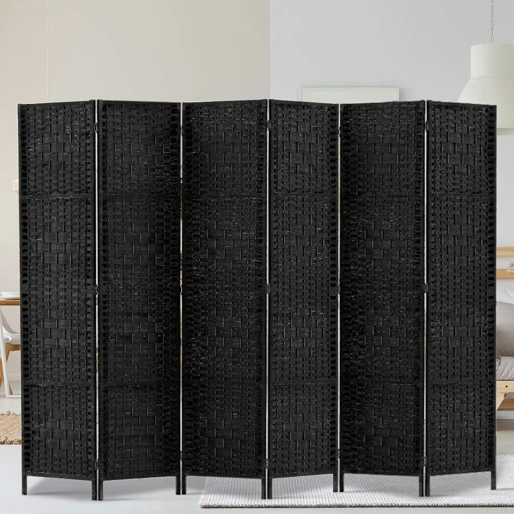 Artiss 6 Panel Room Divider Screen 245x170cm Woven Black