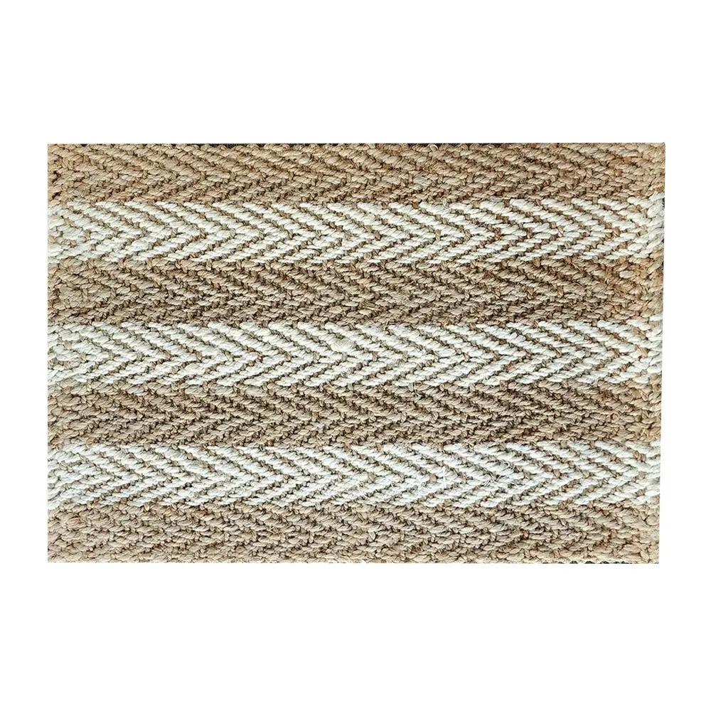 Solemate Jute 2 Tone Stripes 60x90cm Stylish Outdoor Entrance Doormat