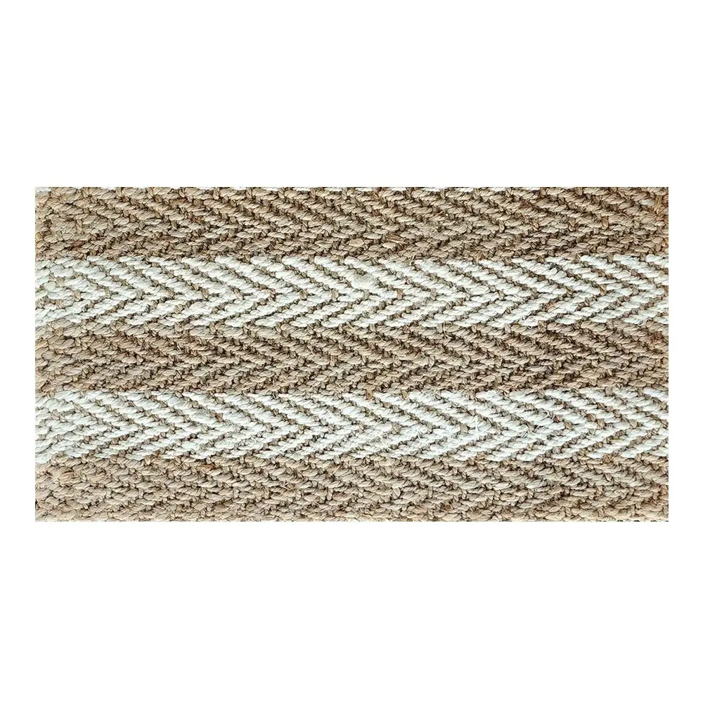 Solemate Jute 2 Tone Stripes 45x75cm Stylish Outdoor Entrance Doormat