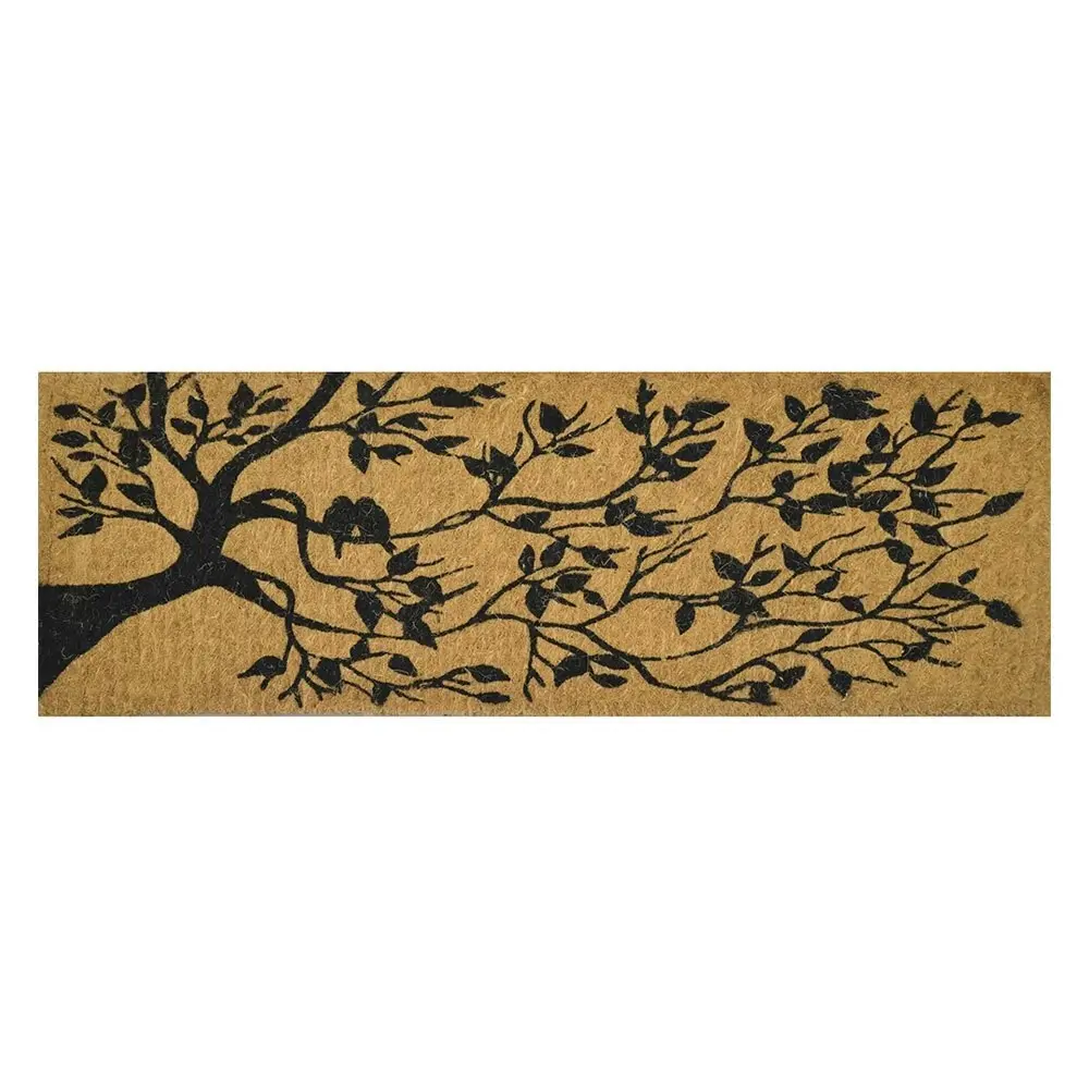 Solemate Birds in Tree Mat 39x119cm Biodegradable Heavy Coconut Natural & Black