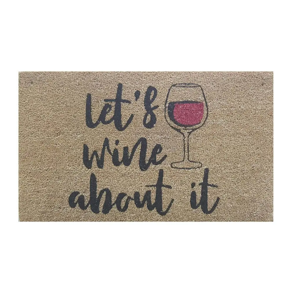 Solemate PVC Backed Coir Let''s Wine 45x75cm Slim Outdoor Stylish Doormat