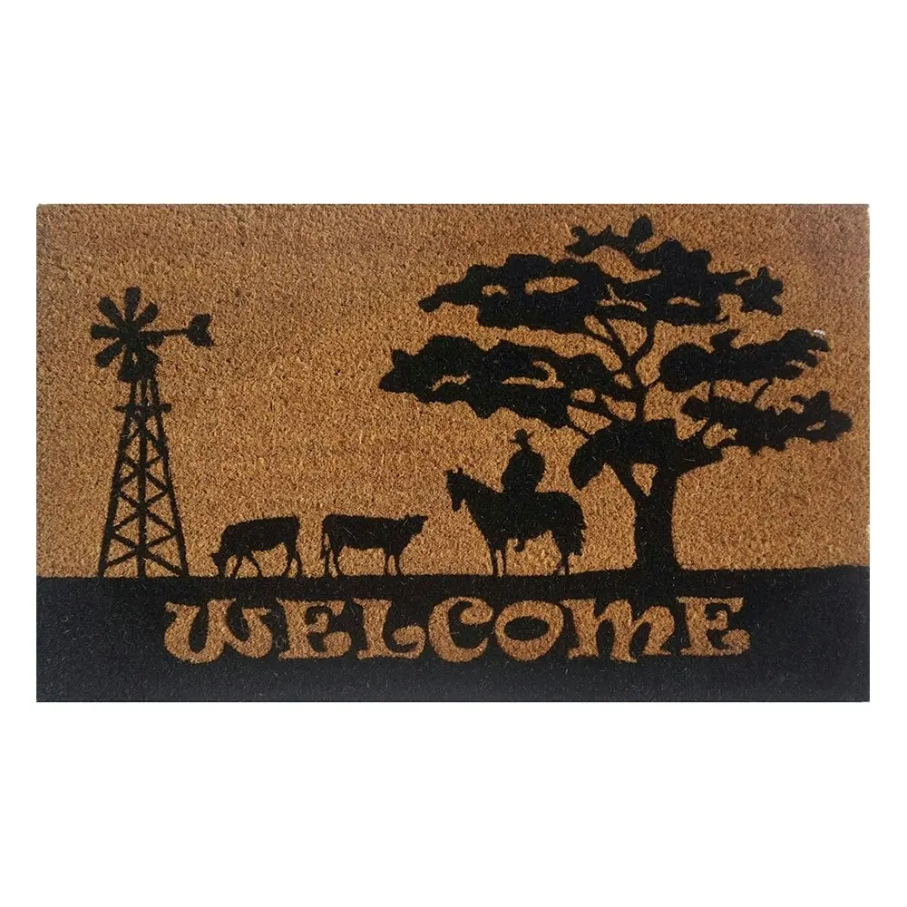 Solemate Latex Backed Coir Welcome Country 45x75cm Slimline Outdoor Doormat