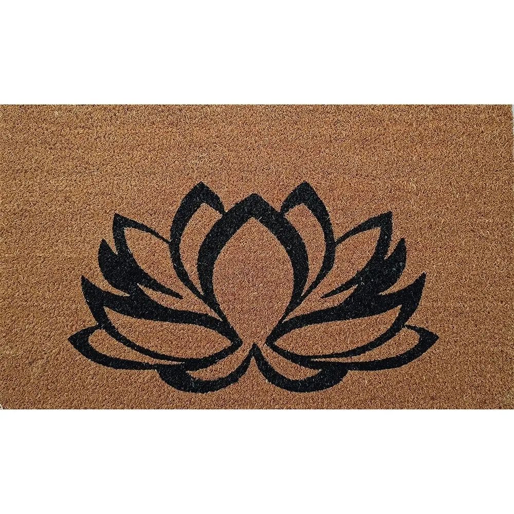 Solemate PVC Backed Coir Lotus Flower 45x75cm Slim Outdoor Stylish Doormat