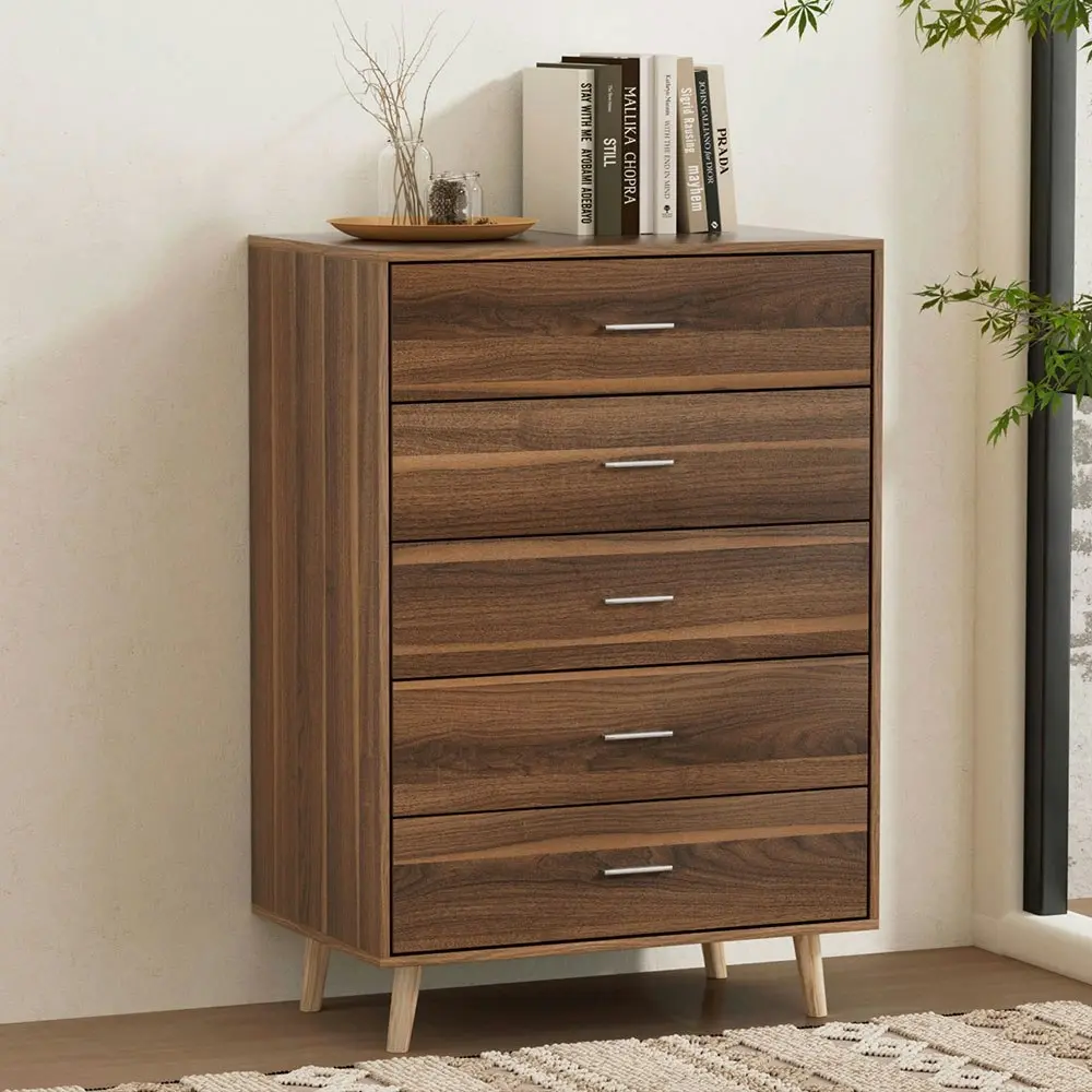 Artiss 5 Chest of Drawers - MIRI Walnut