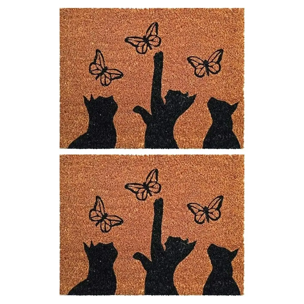 2PK Solemate Latex Coir Cats 40x55cm Stylish Durable Outdoor Front Doormat