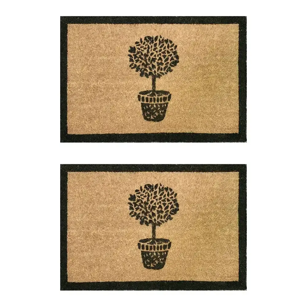 2PK Solemate Latex Bk Coir Topiary 40x60cm Stylish Durable Outdoor Front Doormat