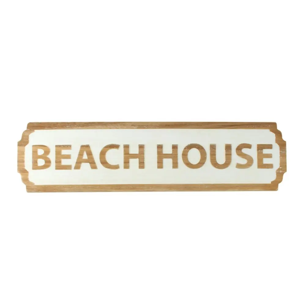 Maine & Crawford Hemi Wood 60x16cm Beach House Sign Wall Hanging Home Decor