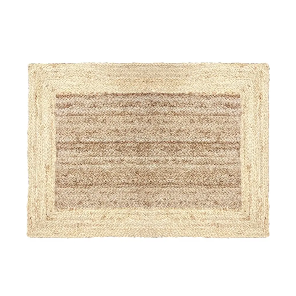 Maine & Crawford Jasmine 90x60cm Border Jute Rug Rectangle Floor Mat Natural