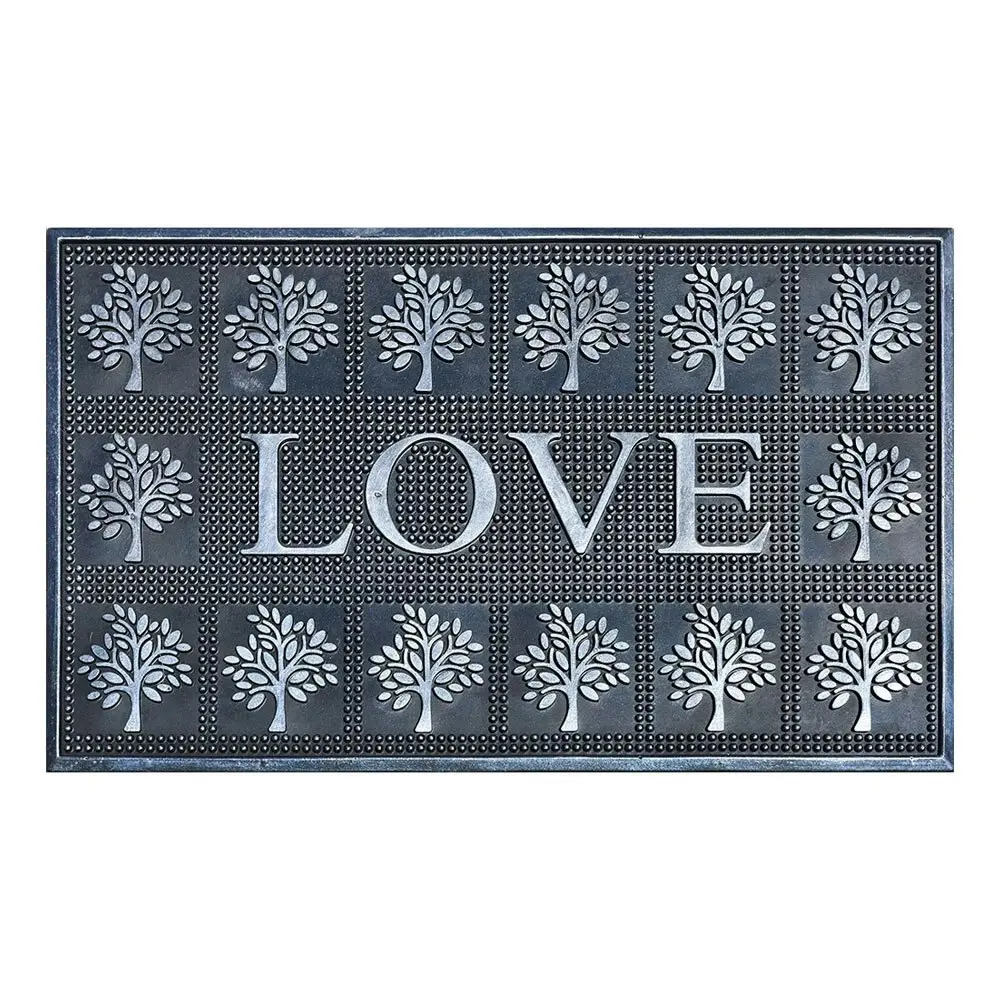 Solemate Rubber Metallic Silver Love 45x75cm Stylish Outdoor Front Doormat