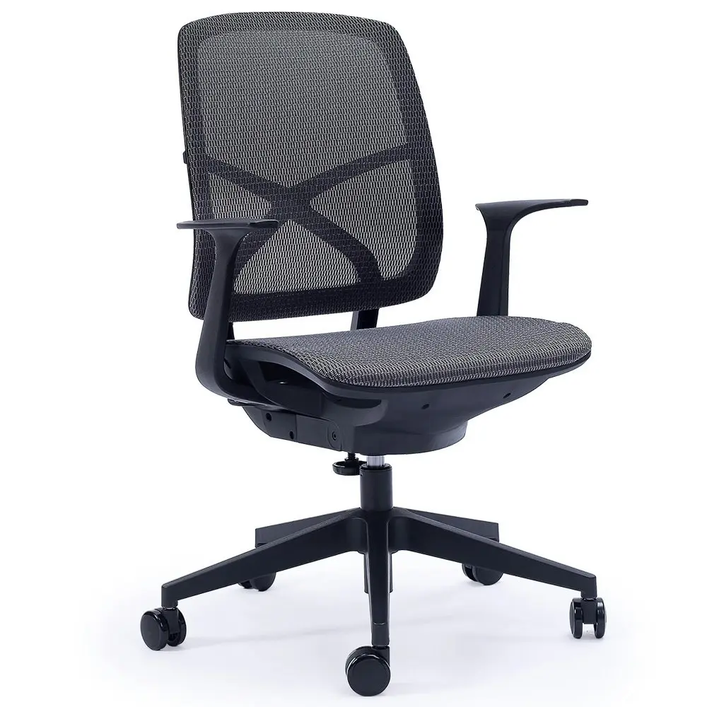 Fortia Ergonomic Office Desk Chair, Coolmesh Fabric, Adjustable Recline, Dark Grey Mesh/Black Frame