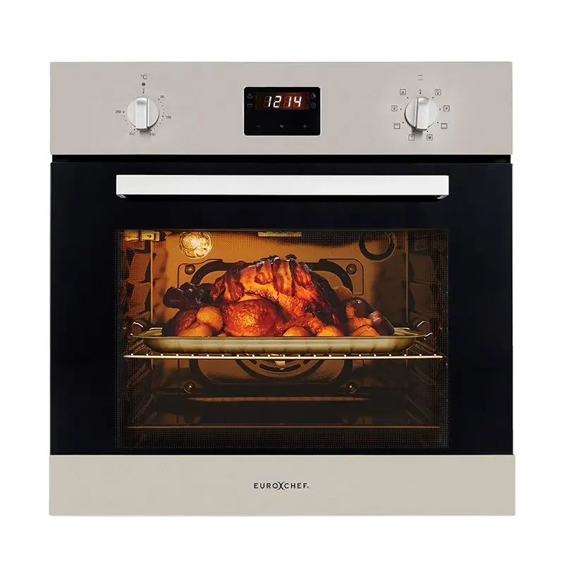 EuroChef 60cm Stainless Electric Wall Oven 8 Function Built-in Fan Forced Grill Touch Control