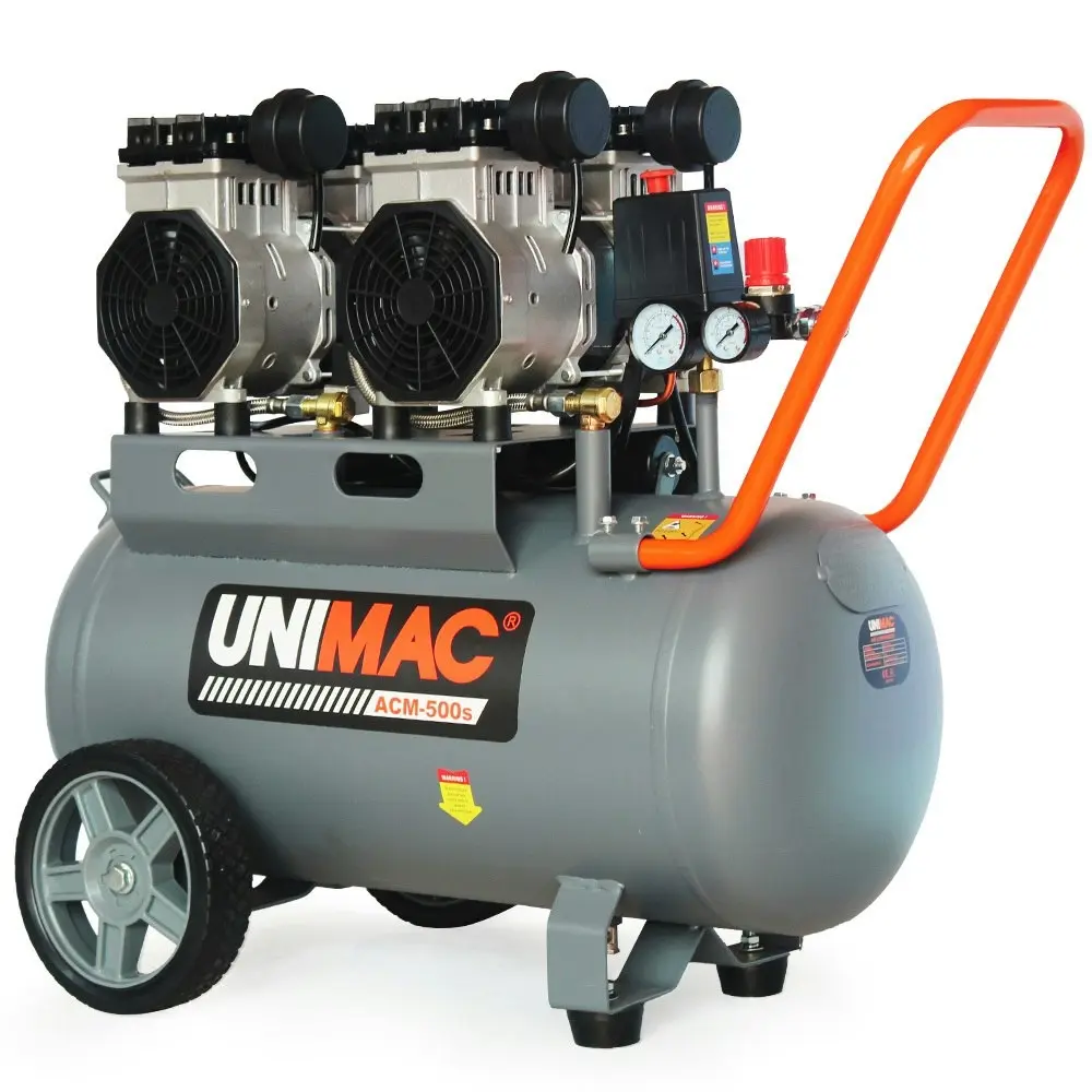 Unimac 50L 3.0HP Silent Oil-Free Electric Air Compressor, Portable, Twin Nitto Outlets