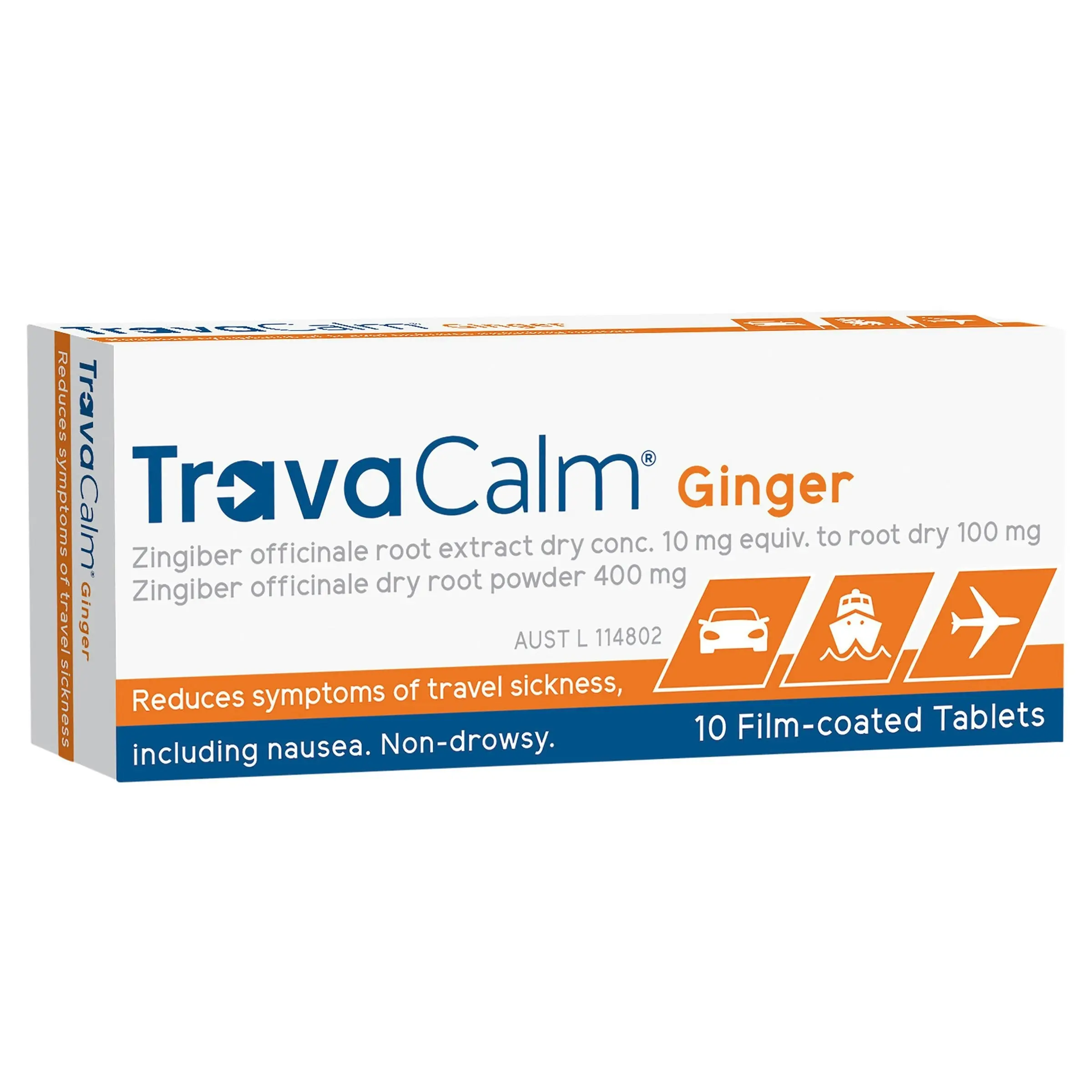 TRAVACALM Natural Ginger Tablets 10