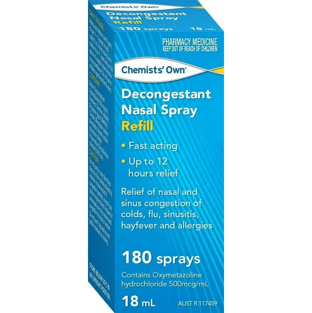 Chemists' Own Decongestant Nasal Spray Refill 18ml (Generic of Drixine)