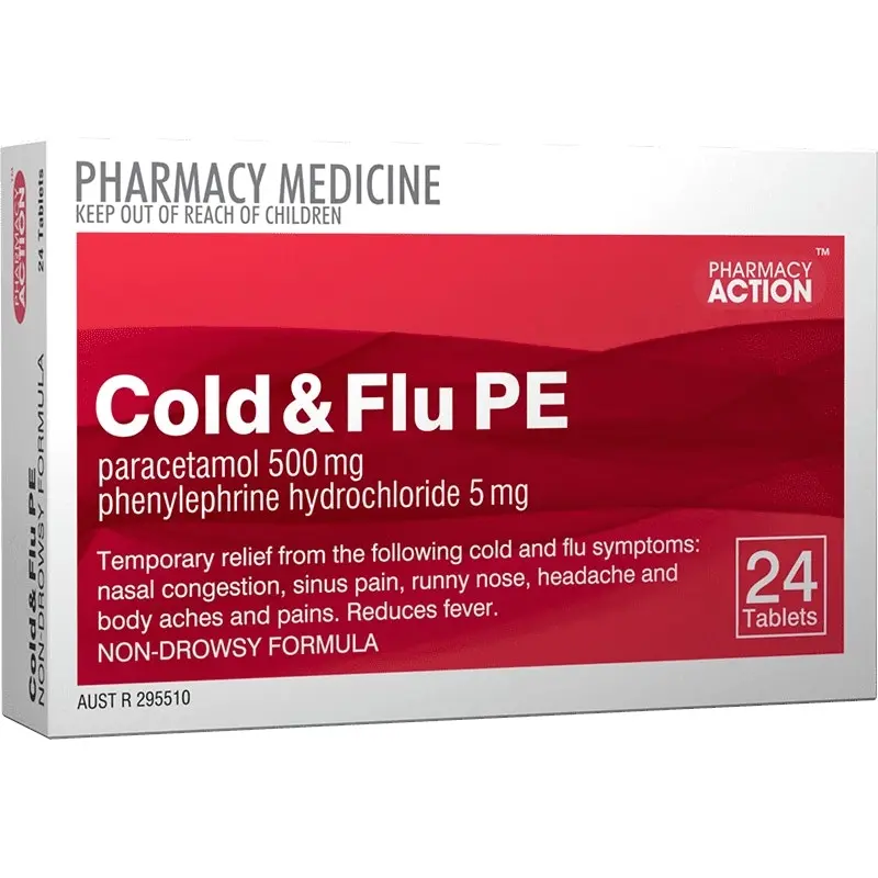 Pharmacy Action Cold & Flu PE 24 Tabs (Generic for Codral PE Cold & Flu)