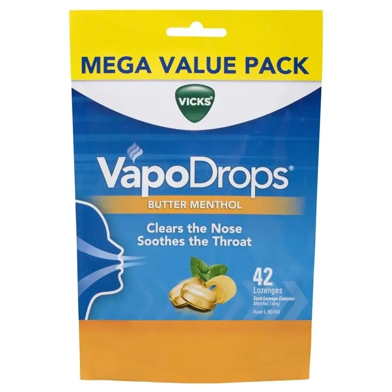 Vicks VapoDrops Butter Menthol 42 Lozenges