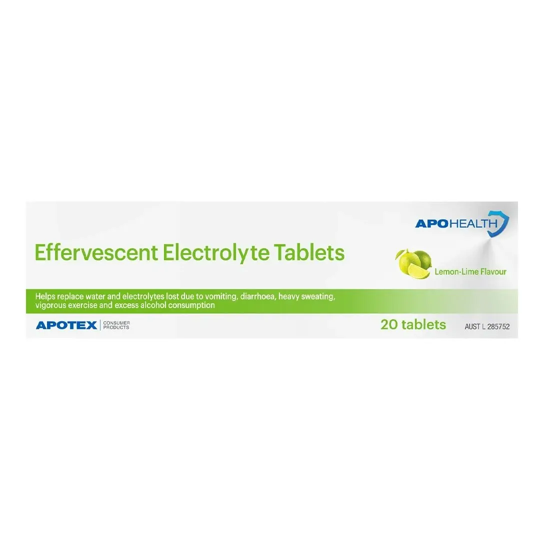 Apohealth Effervescent Electrolyte Tablets Lemon-lime 20 Tablets