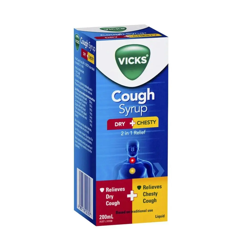 Vicks Cough Syrup Dry + Chesty 200ml