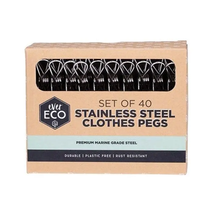 Ever Eco Stainless Steel Clothes Pegs Premium Marine Grade 40