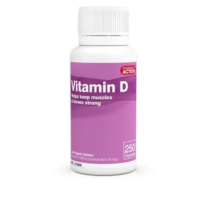 Pharmacy Action Vitamin D 1000IU 250 Caps (Generic for OSTELIN)