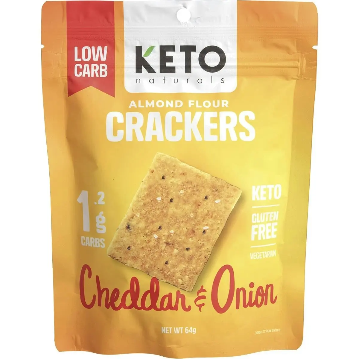 Keto Naturals Almond Flour Crackers Cheddar & Onion 8x64g