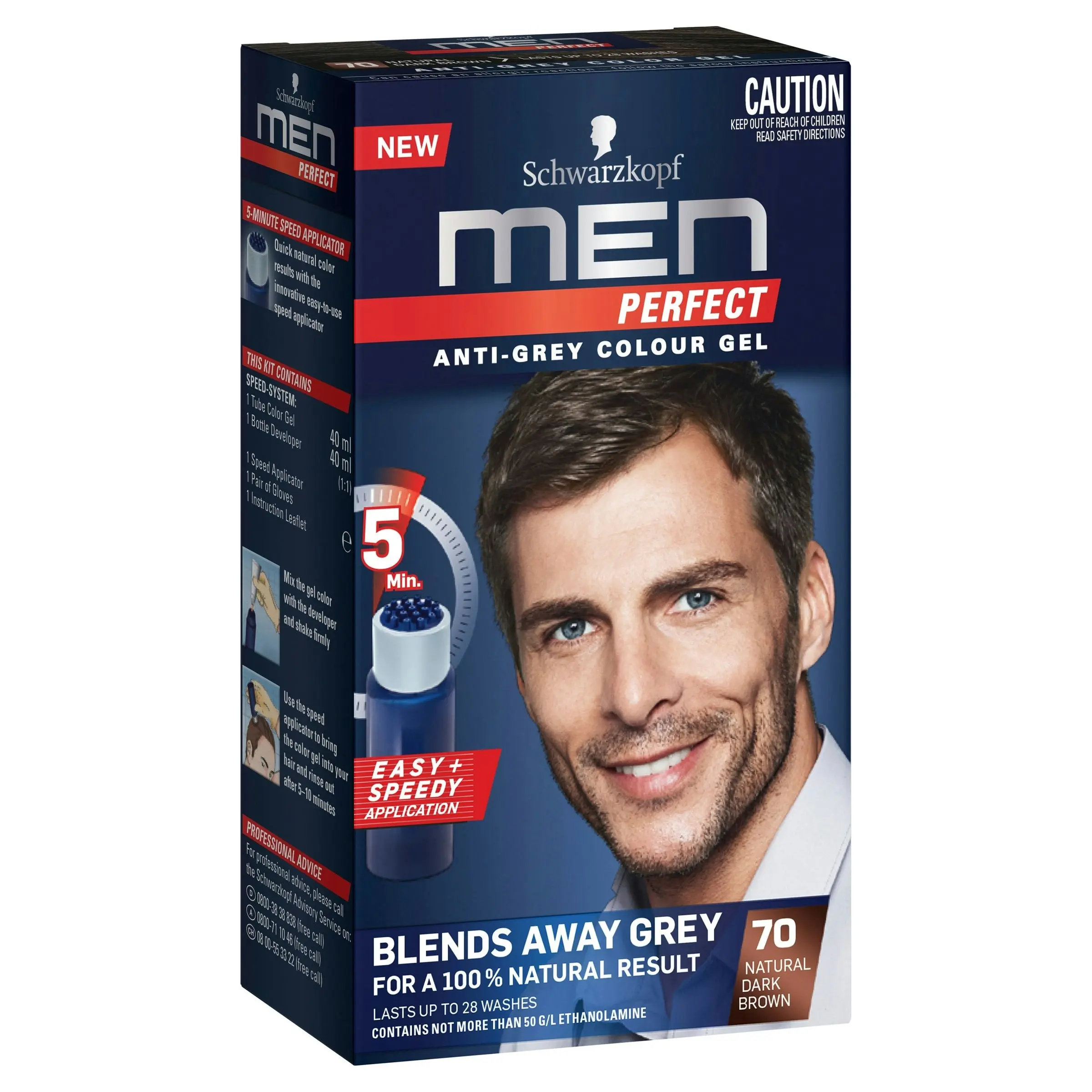 Schwarzkopf Men Perfect Anti-Grey Colour Gel 70 Natural Dark Brown