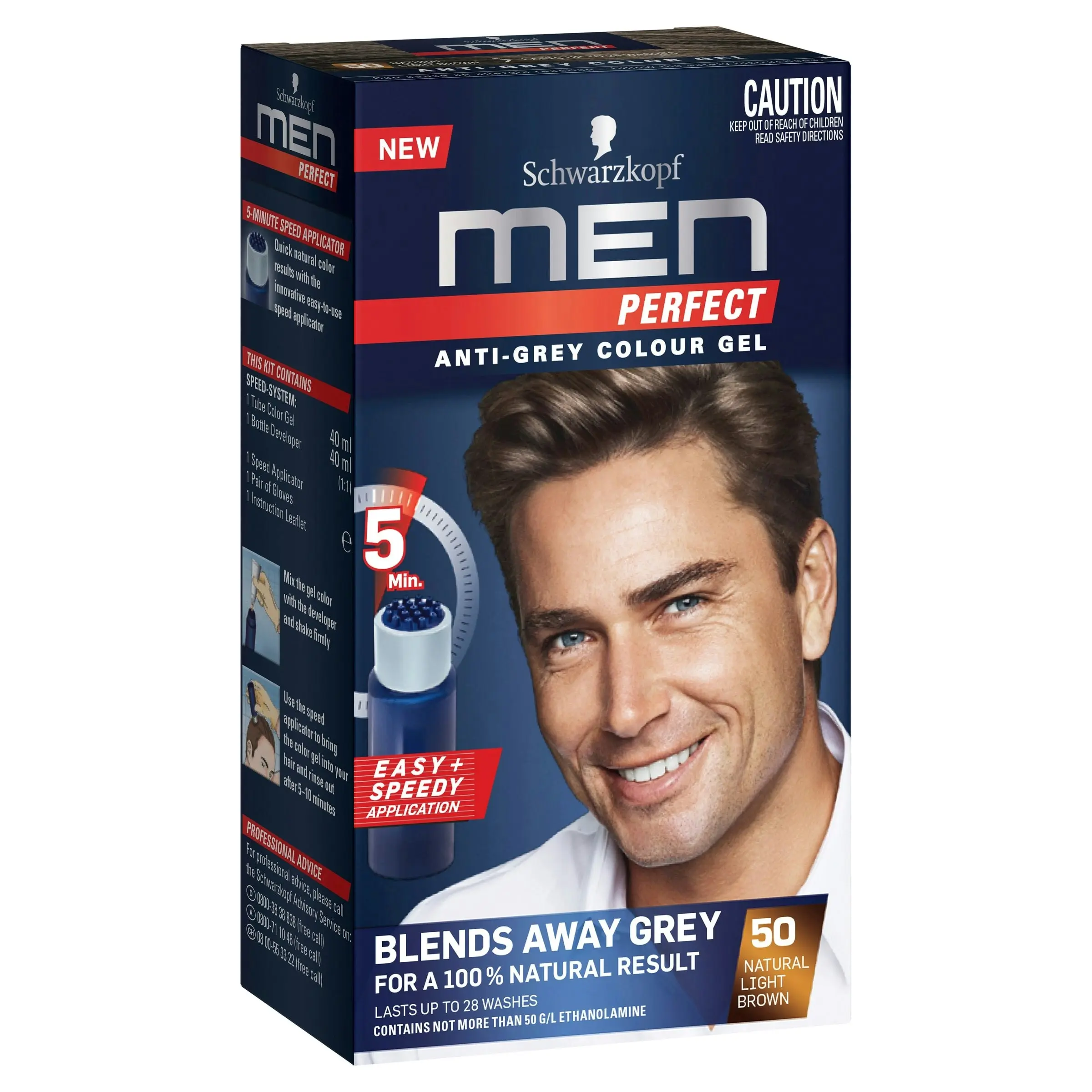 Schwarzkopf Men Perfect Anti-Grey Colour Gel 50 Natural Light Brown