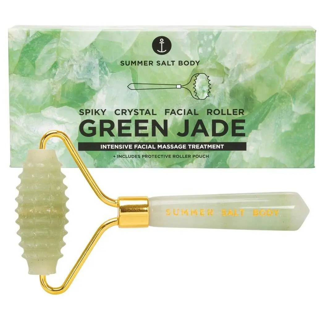 SUMMER SALT BODY Spiky Crystal Facial Roller Green Jade 1