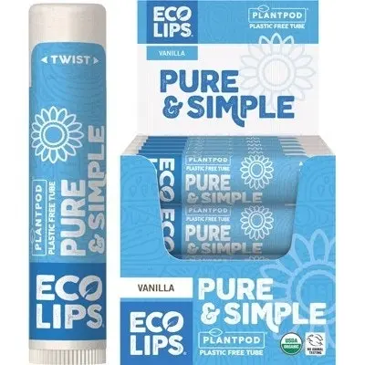 Eco Lips Lip Balm Pure & Simple - Vanilla 4.25g 24PK