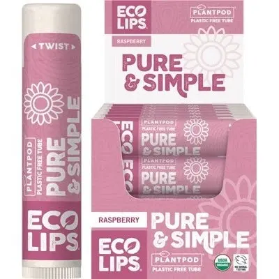 Eco Lips Lip Balm  Pure & Simple - Raspberry 4.25g 24PK