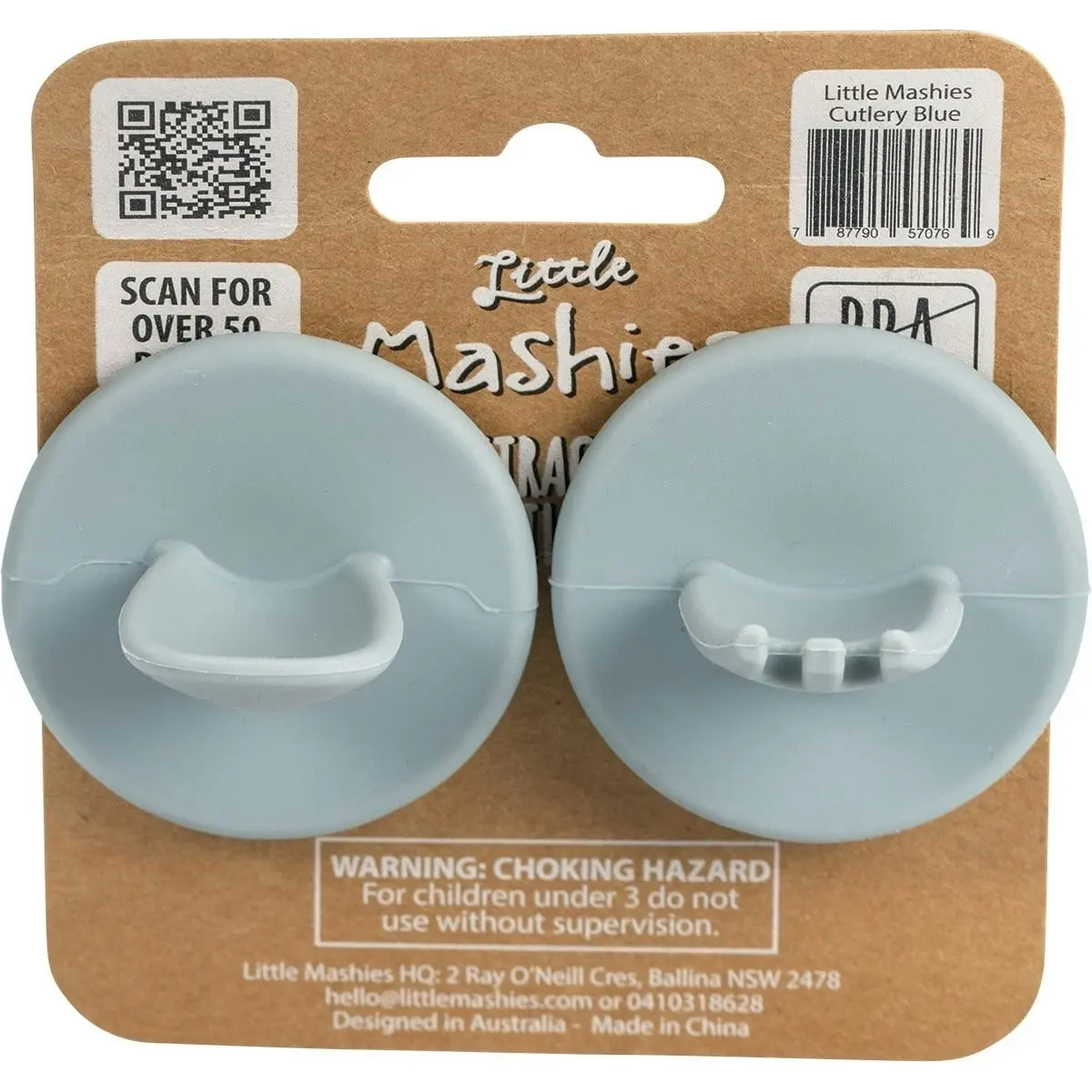 Little Mashies Silicone Distractor Cutlery Dusty Blue 1