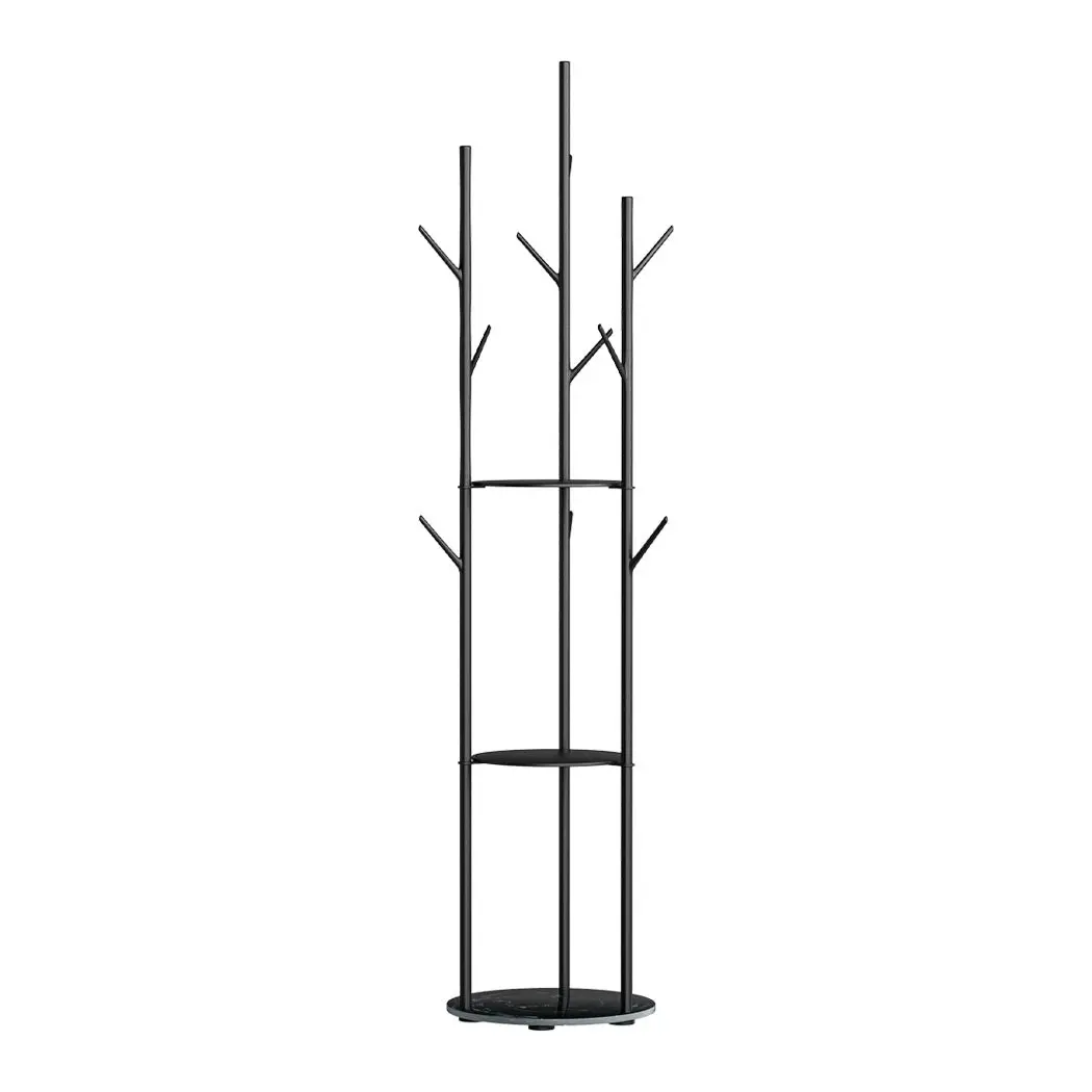 Levede Coat Rack Hat Clothes Stand Hanger Garment Hook Tree Rail Organizer Black