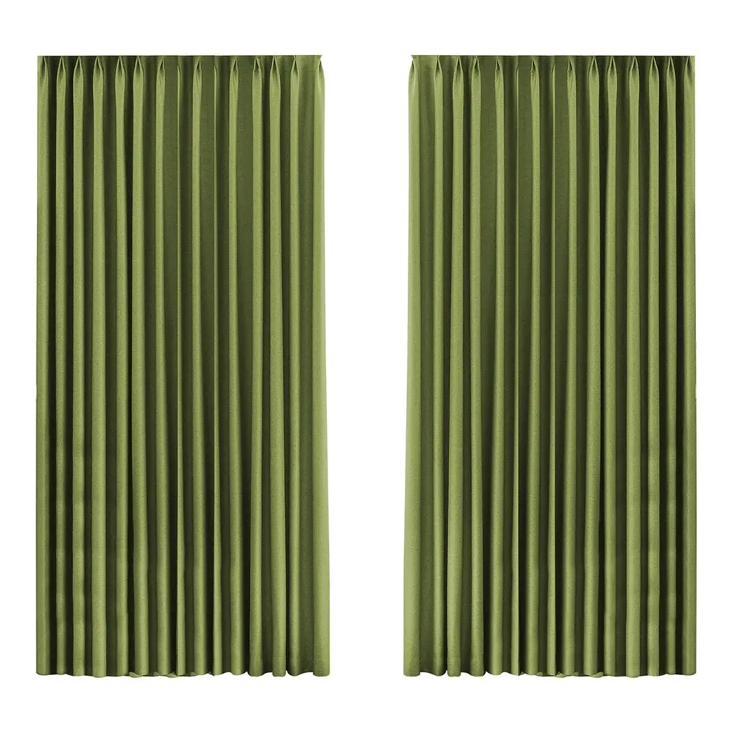 Marlow 2XBlockout Curtains Chenille Blackout Draperies Eyelet Day 240x250 Green