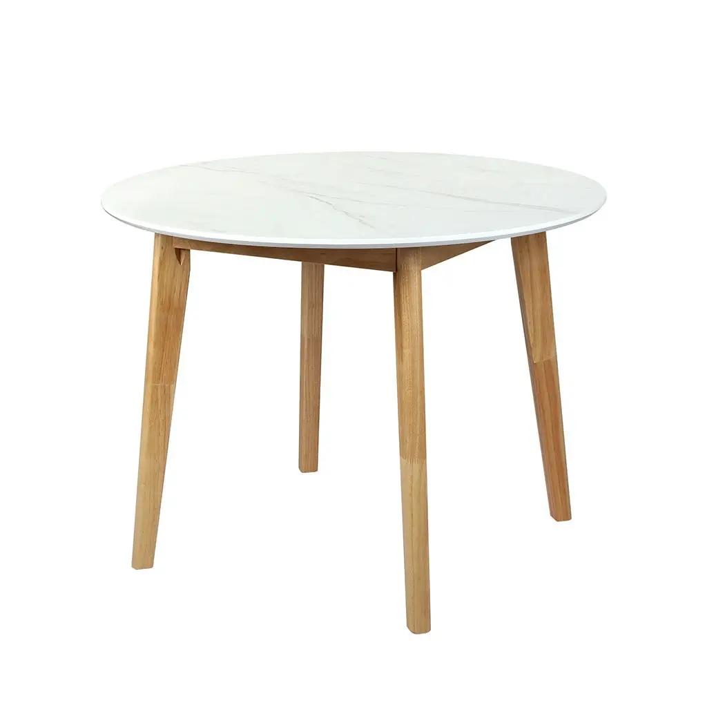 Levede Dining Table Round Rubberwood Base Kitchen Cafe Restaurant White 100cm